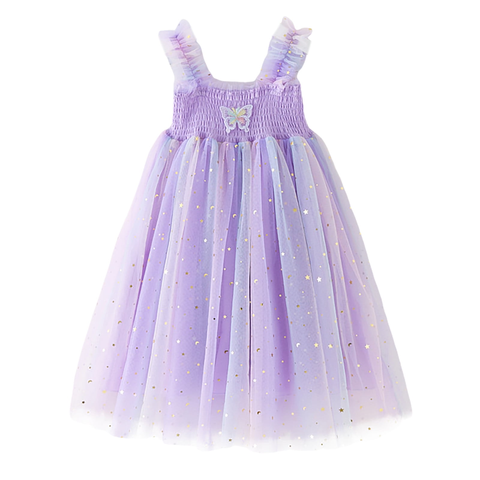 Girls' Dress, Summer New Style, Children's Butterfly Sequin Vest High-end Princess Baby Girl Dress