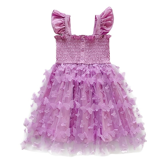 Youmylove Kids Children Summer Sleeveless Mesh Princess Dress Butterfly Mesh Flying Sleeve Girls Dress Leisure Streetwear