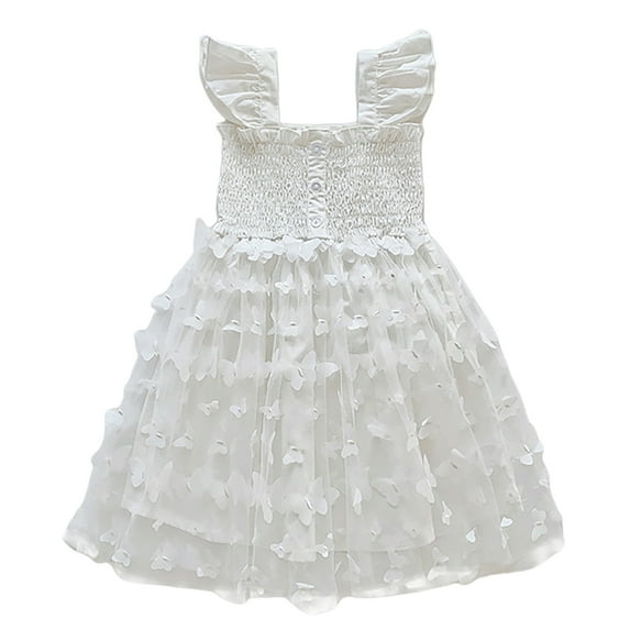Youmylove Kids Children Summer Sleeveless Mesh Princess Dress Butterfly Mesh Flying Sleeve Girls Dress Stylish Playwear