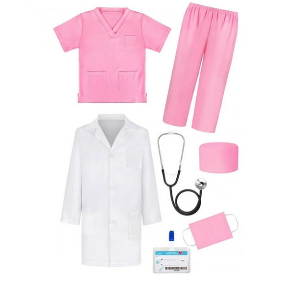 Youmylove Kids Doctor Costume Doctor Party Dress Up Set White Lab Coat With Stethoscope Doctor Scrubs For Boys And Girls Comfortable Kids Clothing For 8-9 Years