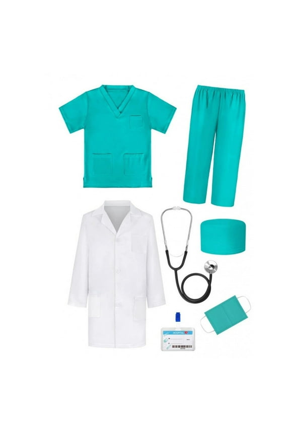 Kids Doctor Costume Doctor Party Dress Up Set White Lab Coat With Stethoscope Doctor Scrubs For Boys And Girls Cute Boys Summer Clothes For 6-7 Years