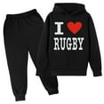 thumbnail image 1 of Youmylove Kids Football Letter Printed Hoodies Pants Hooded Children Casual 2PCS Fashion American Football Fans Sports Gift Rugby Player Sports Retro Pullover Stylish Dailywear, 1 of 3