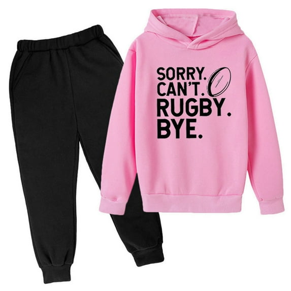 Youmylove Kids Football Letter Printed Hoodies Pants Hooded Children Casual 2PCS Fashion Trend American Football Fans Sports Gift Sweatsuits Leisure Streetwear