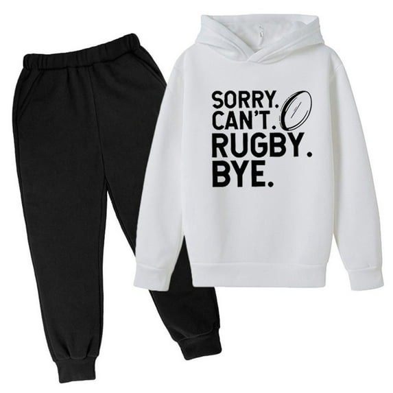 Youmylove Kids Football Letter Printed Hoodies Pants Hooded Children Casual 2PCS Fashion Trend American Football Fans Sports Gift Sweatsuits Stylish Dailywear