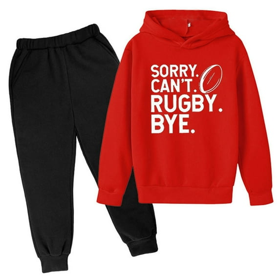 Youmylove Kids Football Letter Printed Hoodies Pants Hooded Children Casual 2PCS Fashion Trend American Football Fans Sports Gift Sweatsuits Stylish Dailywear