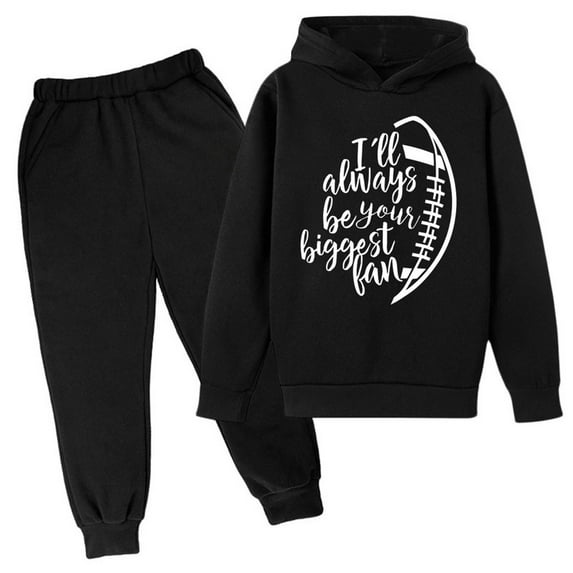 Youmylove Kids Football Letter Printed Hoodies Pants Hooded Children Casual Suit Fashion Trend American Football Fans Sports Gift Leisure Streetwear