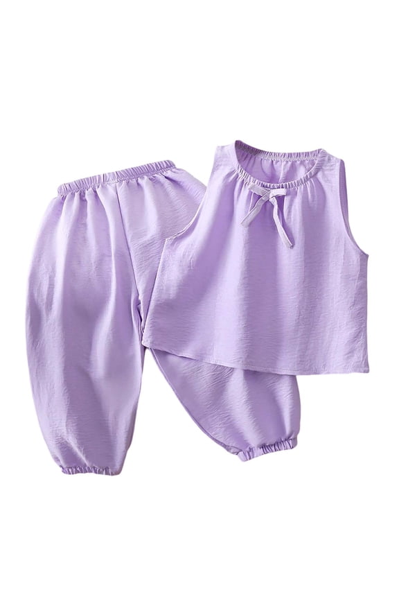 Kids Girls Clothes Set Sweet Vest Top With Pants Two Piece Set Summer Outfits Casual Beach Loungewear Sets Kids Stylish Clothing For 12-18 Months