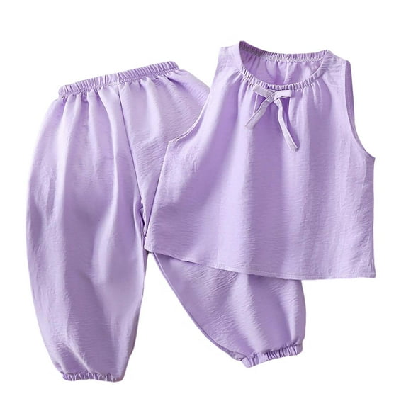 Youmylove Kids Girls Clothes Set Sweet Vest Top With Pants Two Piece Set Summer Outfits Casual Beach Loungewear Sets Kids Stylish Clothing For 12-18 Months