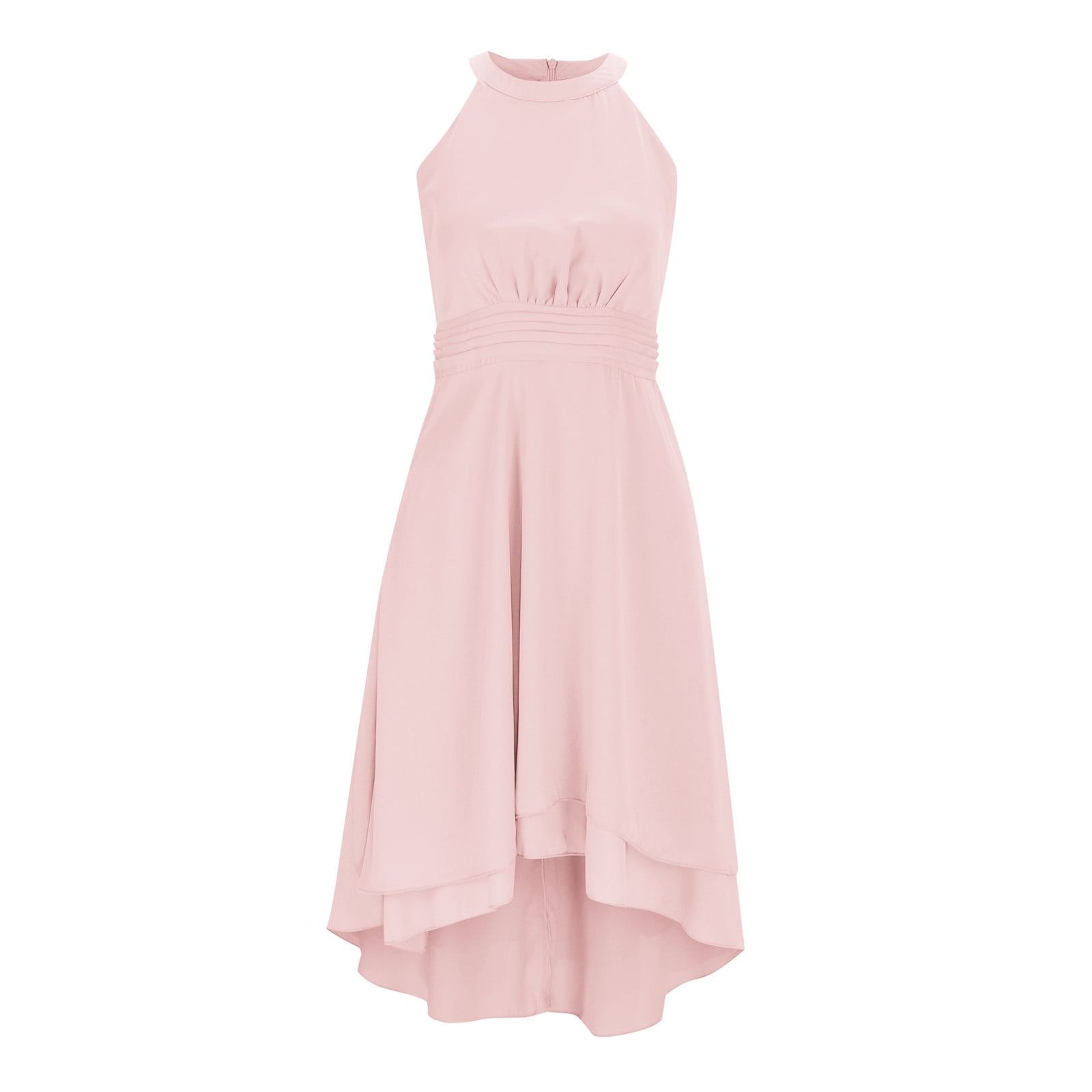 Girls Floral Printed Halter Neck Chiffon A-Line Dress