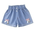 thumbnail image 1 of Youmylove Kids Girls Summer Denim Shorts Elastic Waistband Flower Embroidery Jeans Outdoor Dailywear, 1 of 5