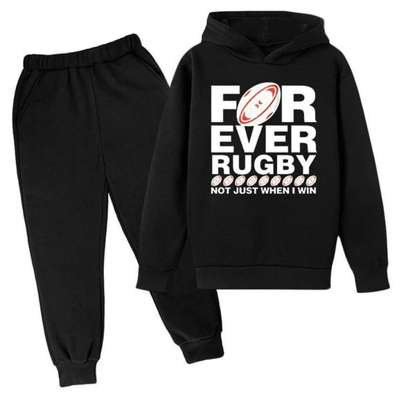 Youmylove Kids Hooded Football Personality Letter Printed Hoodies Pants Children Casual Fashion Trend American Football Fans Sports Rugby Activity Gift Stylish Streetwear