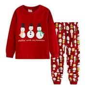 Youmylove Kids Pajamas Kids Christmas Pajamas Cotton Long Sleeve Matching Holiday Pjs Set Toddler Boys Girls Kids Xmas Jammies