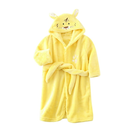 Youmylove Kids Pajamas Night-Robe Flannel Bathrobes Sleepwear Warm Boys Toddler Hooded Baby Girls Cartoon Girls Coat jacket Kids Nightwear Pjs Homewear