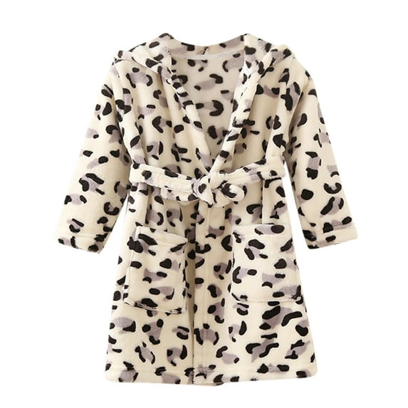 Youmylove Kids Pajamas Toddler Baby Boys Girls Hooded Thick Warm Flannel Bathrobe Night-Robe Pajamas