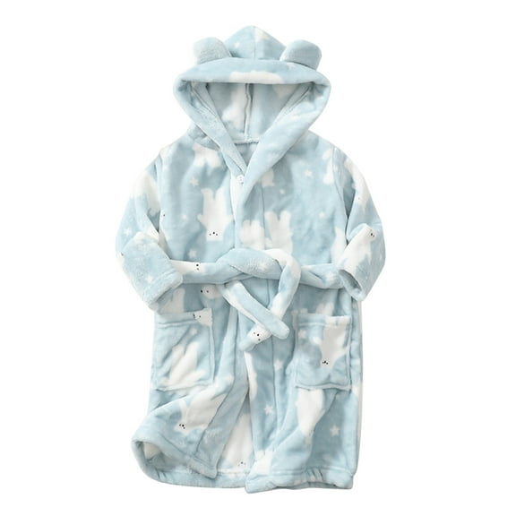 Youmylove Kids Pajamas Toddler Kids Baby Boys Girls Cartoon Bathrobes Hooded Warm Flannel Night-Robe Sleepwear Pajamas