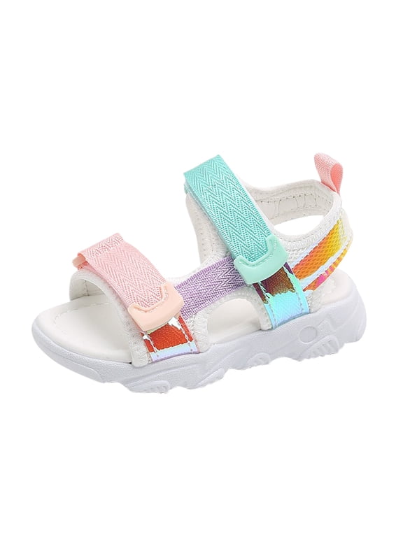 Kids Shoes Girls Open Toed Beach Sandals Colorful Soft Soles Summer Casual Children Toddler Children Stylish Breathable Lightweight Footwear First Walker