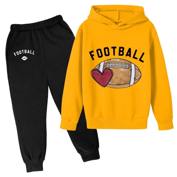 Youmylove Kids Toddler Boys Outfits Rugby Graphic Hoodie Set Long Sleeve Sweatshirt Tops & Sweatpants Clothes Set Tracksuit 2 Piece Outfits Comfort Boys Fall Winter Outfits Set
