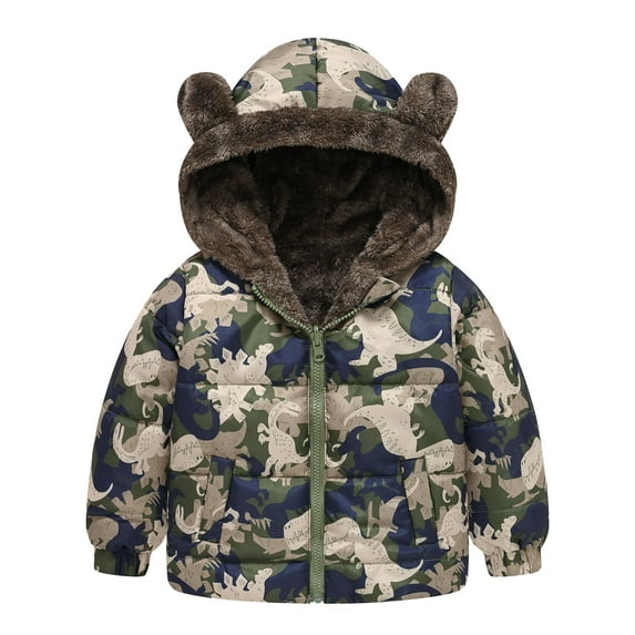 Youmylove Kids Winter Outwear Coat Baby Jacket Girls Hooded Cartoon Cute Prints Toddler Zipper Windproof Warm Thick Girls Coat Jacket