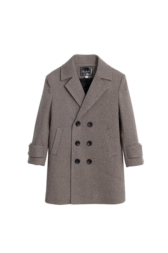 Kids Winter Outwear Toddler Baby Boys Spring Plaid Cotton Thickened Coat Elegant Notched Collar Double Jacket Coat Clothes