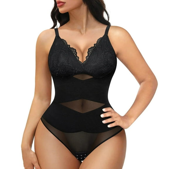 Youmylove Lace Shapewear Bodysuit For Women's Adjustable Straps Tummy Control Backless V Neck Tank Tops Seamless Comfy Body Underwear Corset Bodyshaper