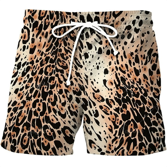 Youmylove Leisure Mens Shorts Lightweight Sports Leopard Print Shorts For Men's Beach Casual Home Shorts Casual Beach Shorts