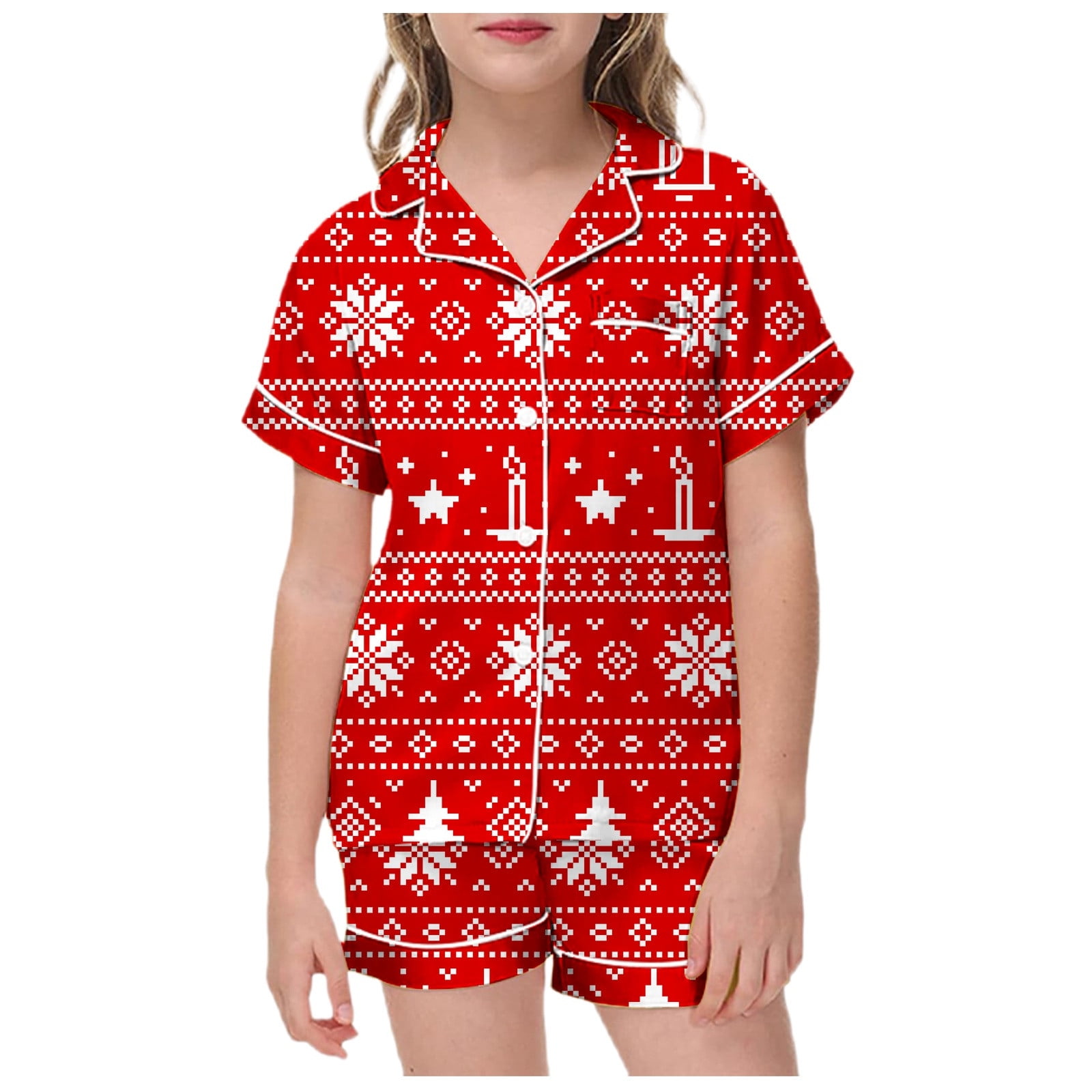 Youmylove Little & Big Girls Pajamas Set Christmas Pajamas Soft Satin ...