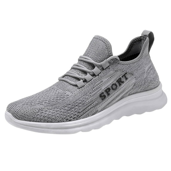 Youmylove Men Sneakers Fashion Autumn Men Sports Flat Non- Lace Up Fly Woven Mesh Breathable Solid Color Simple Style Zapato