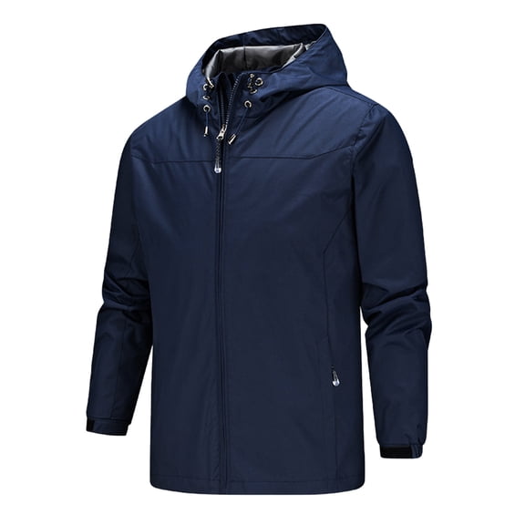 Youmylove Men Wool Blend Coat Casual Hooded Long Sleeve Zipper Pocket Thin Lightweight Hiking Outdoor Waterproof Windbreaker Streetwear Jacket Chaqueta De Hombre