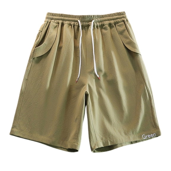 Youmylove Men's Athletic Running Shorts Mens Summer Linen Embroidered Casual Shorts Versatile 5 Inch Beach Shorts For Summer Wear Quick Dry Board Shorts