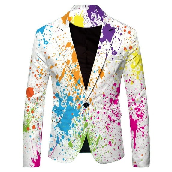 Youmylove Men's Blazer Casual Jacket For Men Color Printed Loose Fashion Trendy Suit Jacket Handsome Lightweight Suit Jacket
