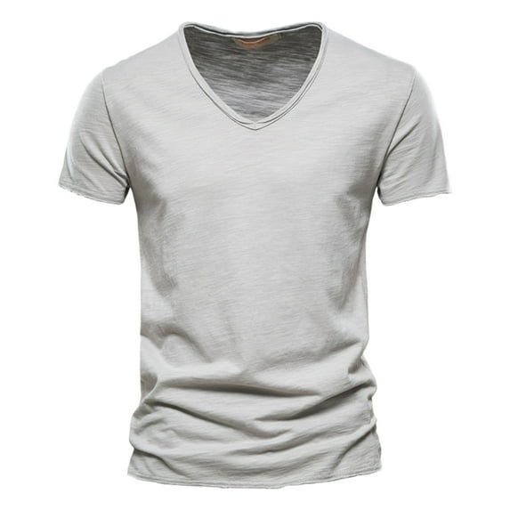 Youmylove Men's Classic V-Neck Short Sleeve T-Shirt Mens Fashion Casual Solid Color V Neck Short Sleeve T Shirt Top Outdoor Hiking Sports Shirt