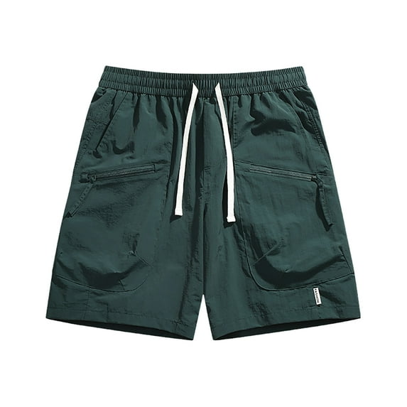 Youmylove Men's Shorts Vintage Mens Casual Shorts Mid Waist Cargo Short Pants Pocket Fashion Solid Color Loose Shorts Casual Beach Shorts