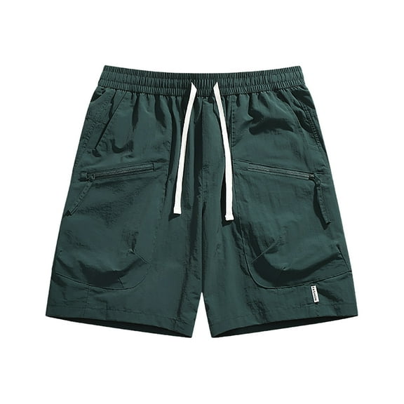 Youmylove Men's Shorts Vintage Mens Casual Shorts Mid Waist Cargo Short Pants Pocket Fashion Solid Color Loose Shorts Casual Beach Shorts