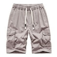 thumbnail image 1 of Youmylove Men's Shorts Vintage Mens Casual Twill Cargo Shorts Drawstring Stretch Summer Short With Pockets Lightweight Swim Shorts, 1 of 4