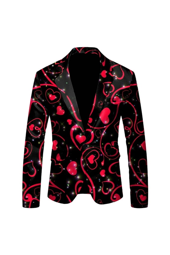Men's Sport Coats And Blazers Mens Valentines Day New Long Sleeve Lapel Button Trendy Chic Suit Top Daily Blazer Business Sport Coat Tops