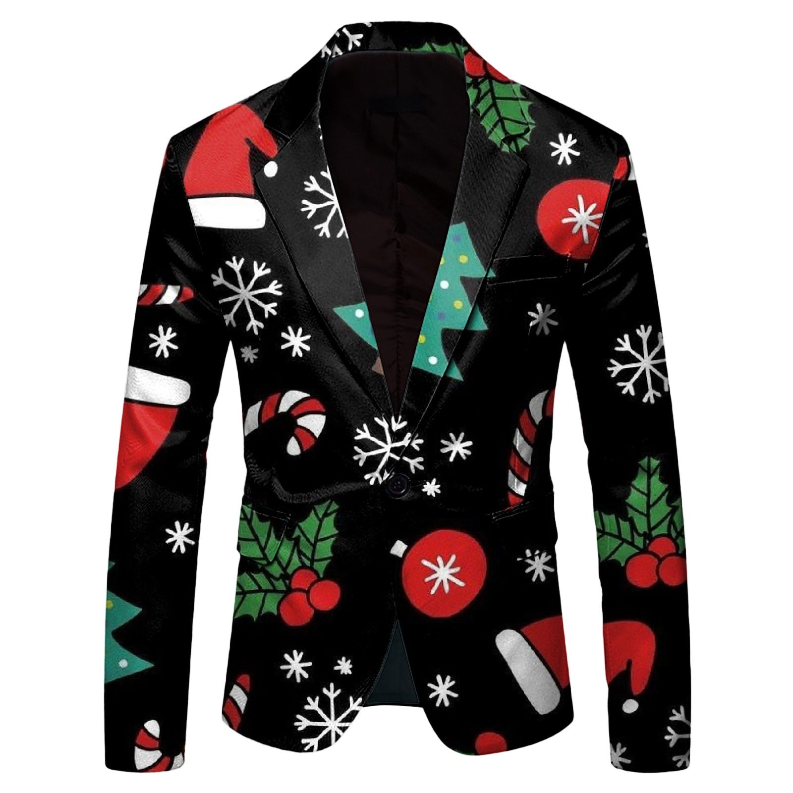 Youmylove Mens Blazers Casual Sport Coat Autumn Winter Christmas Trend Printed Lapel Button Up Suit Slim Fit Lightweight Suit Blazer Jacket Walmart