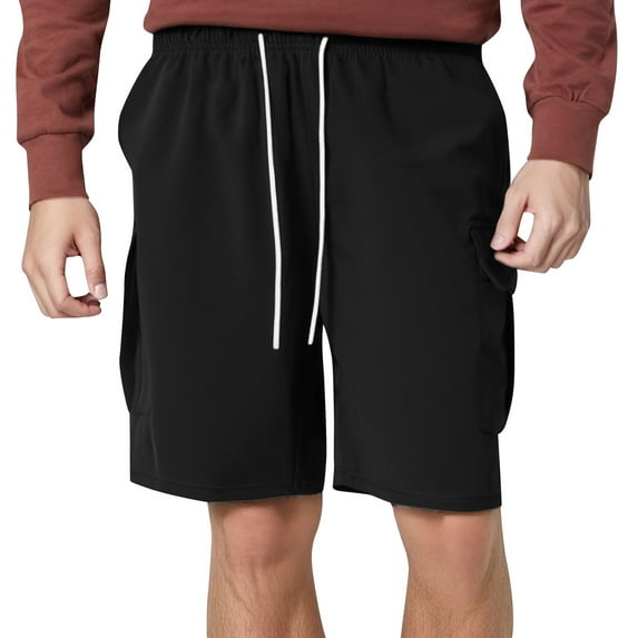 Youmylove Mens Cargo Shorts Mens Casual Shorts Mid Waist Cargo Shorts Pocket Drawstring Shorts Fashion Solid Color Loose Shorts Hiking Work Short