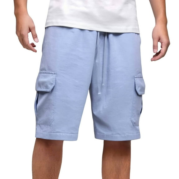 Youmylove Mens Cargo Shorts Mens Solid Color Shorts Casual Cargo Shorts Elastic Waist Drawstring Summer Beach Shorts Dailywear Work Shorts