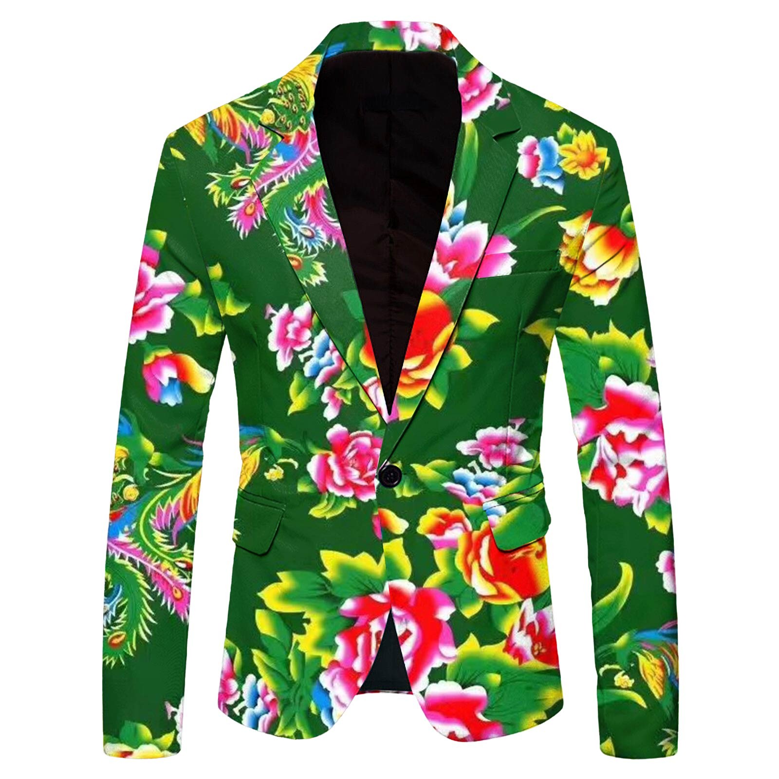 Youmylove Mens Casual Blazer Suit Jackets Vintage Printed Pocket Lapel Button Suit Fashion Retro Style One Button Business Suit Jacket Walmart