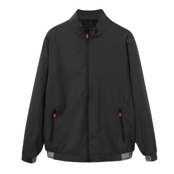 Youmylove Mens Coats Leisure Work Solid Color Side Seam Pocket Jacket Stand Collar Long Sleeve Zipper Button Fly Pocket Coat Comfy Overcoats