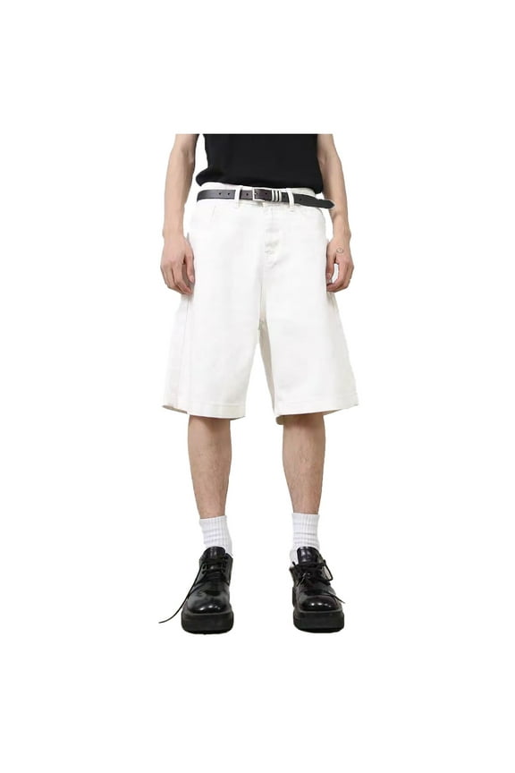 Mens Hiking Work Short Mens Baggy Jean Shorts Loose Vintage Casual Wide Legged Straight Leg Denim Shorts Fashion Stretch Shorts