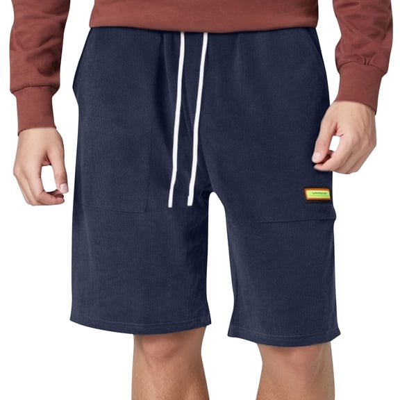 Youmylove Mens Shorts Vintage Mens Casual Shorts Mid Waist Cargo Shorts Pocket Drawstring Shorts Fashion Solid Color Loose Shorts Casual Beach Shorts