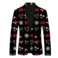 thumbnail image 1 of Youmylove Mens Sport Coat Casual Blazer Men Christmas Snowflake Santa Printed Pocket Lapel Button Suit Fashion Casual Suit Jacket Blazer, 1 of 2