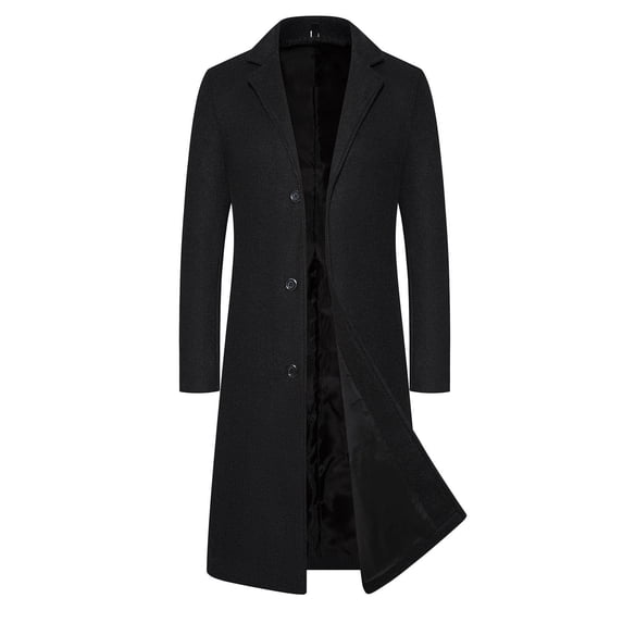 Youmylove New Mens Coats Leisure Wool Coat Long Solid Color Thick Coat Trench Coat Outdoor Warm Clothing