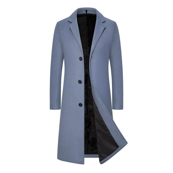 Youmylove New Mens Coats Leisure Wool Coat Long Solid Color Thick Coat Trench Coat Outdoor Warm Clothing