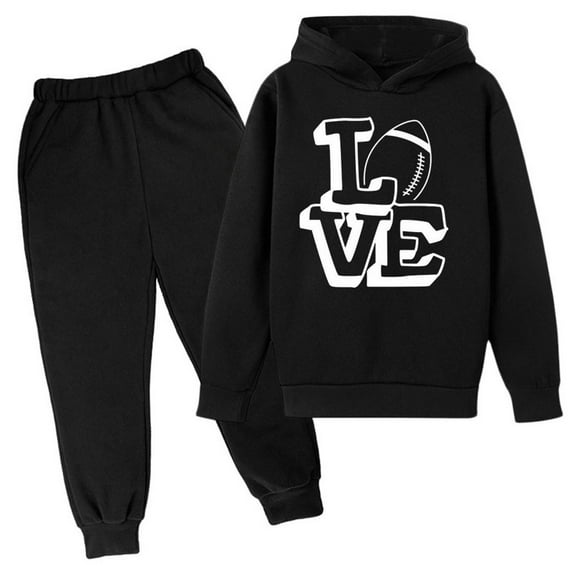 Youmylove New Sweatshirt Football Letter Printed Hoodies Pants Children Casual 2PCS Fashion Trend American Football Fans Sports Rugby Player Sports Gift Leisure Streetwear