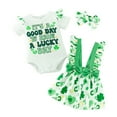 thumbnail image 1 of Youmylove Newborn Baby Girl St Patricks Day Outfit Girls Summer Clothes Sleeveless Romper Dress Headbands 3 Piece Casual Suit Outfits 12-18 Months, 1 of 8