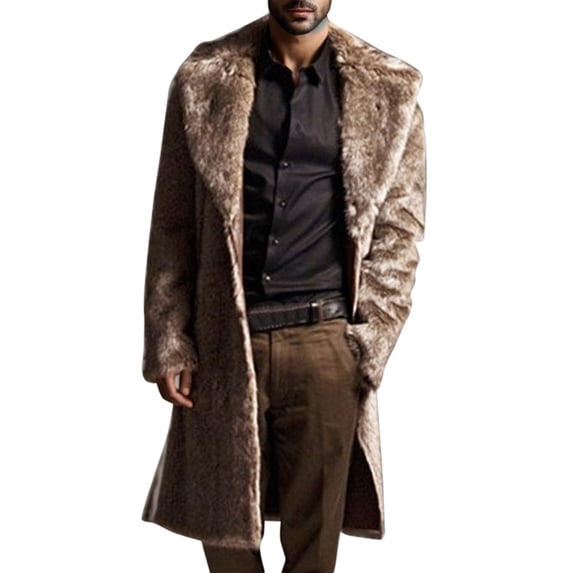 Youmylove Outwear Jacket FurThick Solid Color Outdoor Men Outdoor Warm Clothing
