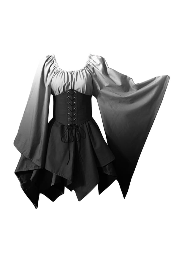 Party Dress For Women Trumpet Sleeve Irish Shirt Dress With Corset Traditional Dress Women Gothic Retro Long Sleeve Corset Dress Wedding Guest Dresses