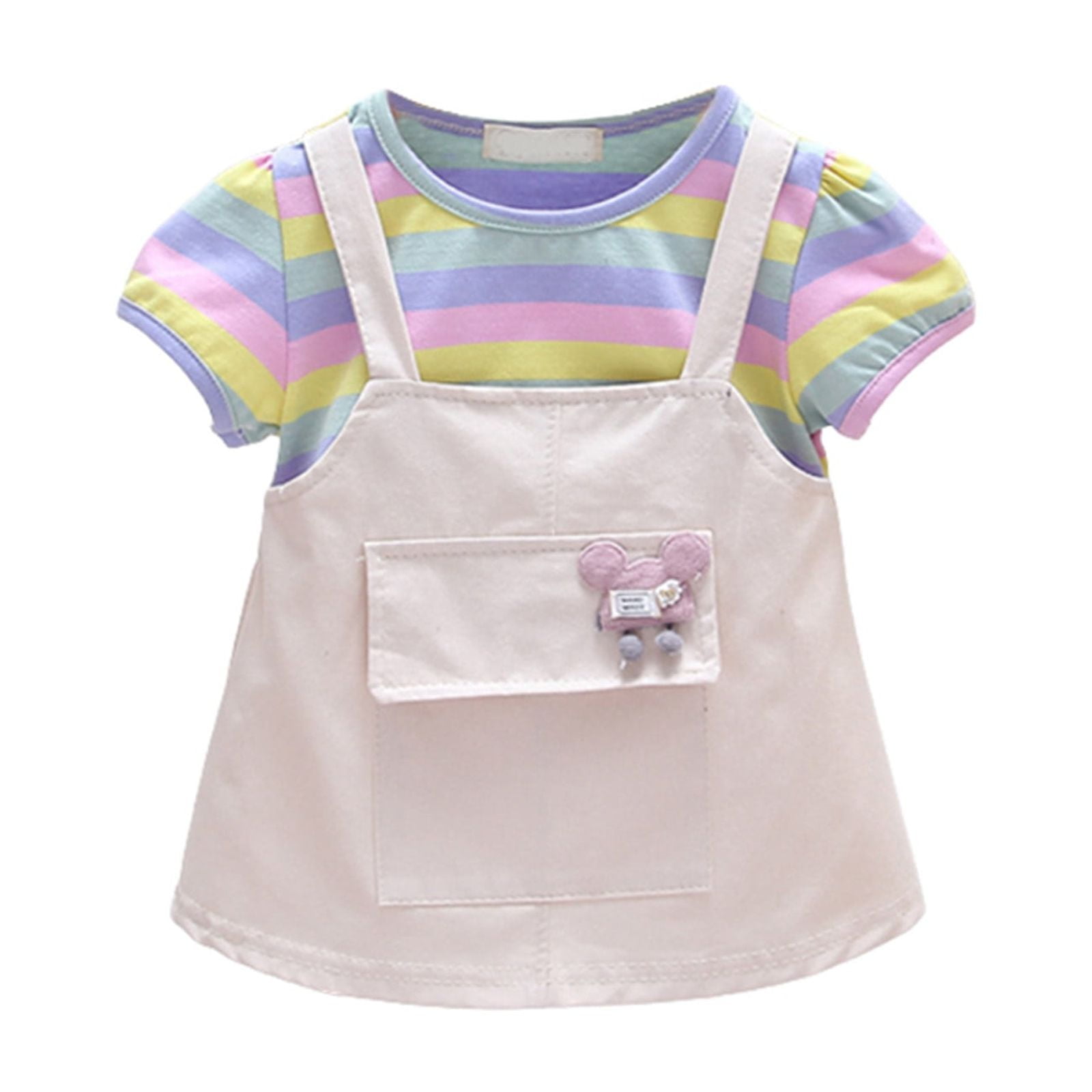 Youmylove Short Sleeve New Summer Clothes Girls Dress Baby Color Strip ...